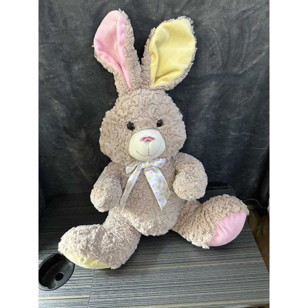 Kellytoy Brown Bunny Rabbit Plush Stuffed‎ Animal Easter 20” Colorblock